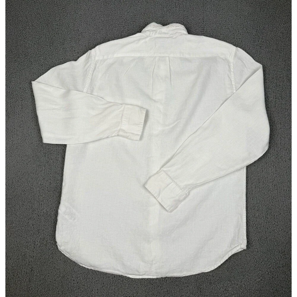 J. Crew Shirt Mens M White 100% Linen Button Up Long Sleeve Slim Fit Lightweight